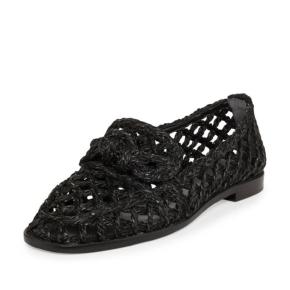 Alexandre Birman Women's Clarita Raffia Leather Black Loafers